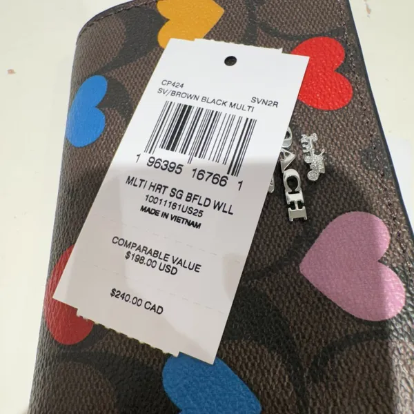 coach Bifold Wallet In Signature Canvas With Heart Print cp424 - Image 7