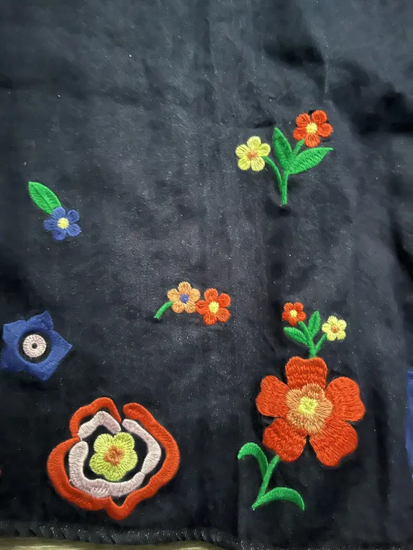 NEW Avara Dark Blue Floral Denim Teacher Back to School Cotton Dress Size L Fall - Image 3