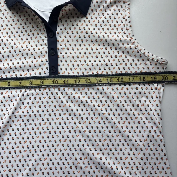 Peter Millar Sleeveless Polo Shirt Size Large White UPF 50+ Golf With Logo - Image 6