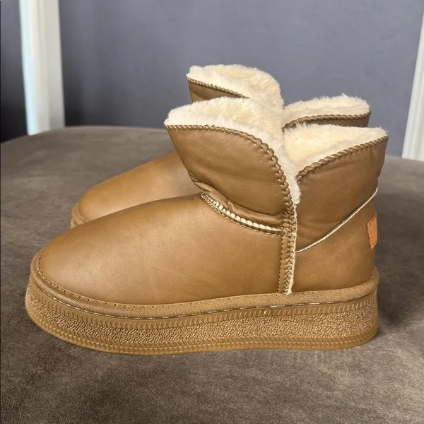 Women’s Mini Platform Ankle Boots Faux Fur Lined Size 7 (EU38) NEW - Image 5