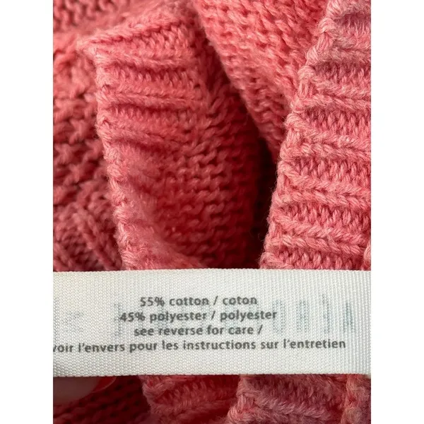 Aeropostale‎ Women's V-Neck Knit Sweater Coral Pink Cable Stitch Medium - Image 9