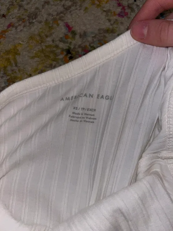 American Eagle White Ribbed One Shoulder Tank - Image 3
