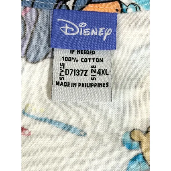 Disney Winnie the Pooh Dental Scrub Top 4XL White Cotton V-Neck D7137Z - Image 3