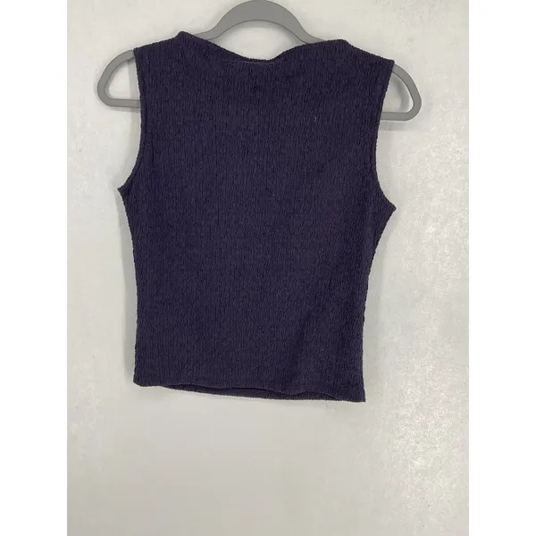 Uniqlo Womens Tank Top Navy Blue Textured Seersucker Knit Small - Image 3