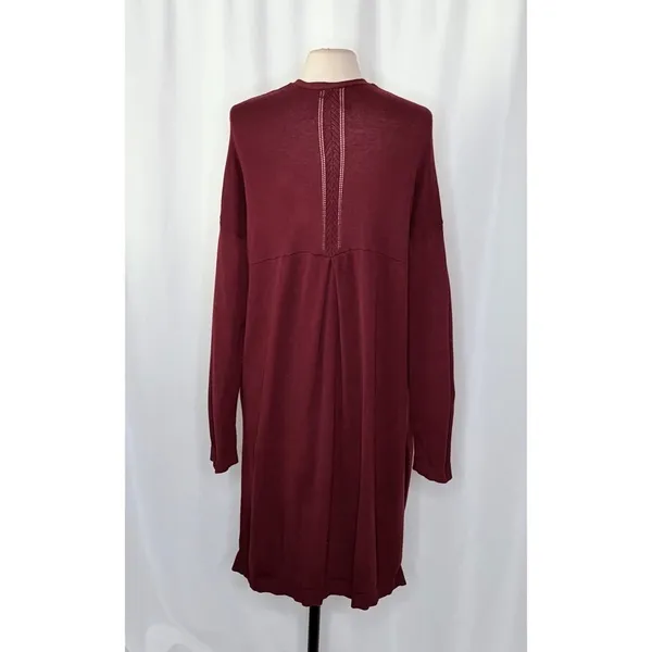 By ANTHROPOLOGIE Pointelle‎ Long Cardigan Sweater Purple Burgundy Cottage Medium - Image 8