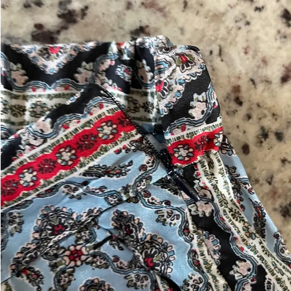 Zara Tapered Pants Womens XS Blue Red Boho Paisley Geometric High Rise Trousers - Image 7