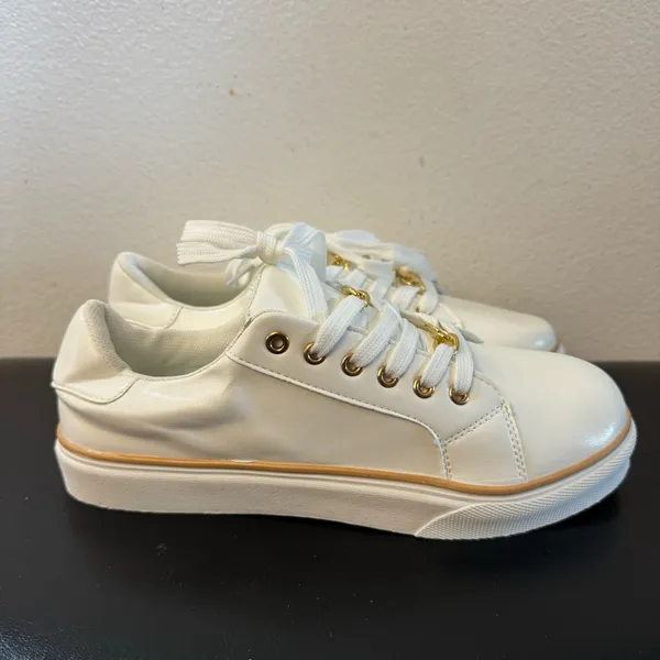 New. White and Gold Women's Sneakers - Image 4