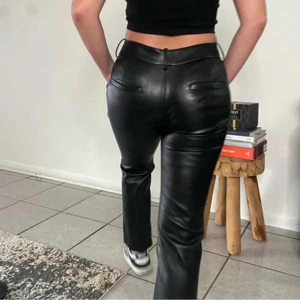 Zara Black Leather Pants - Image 9