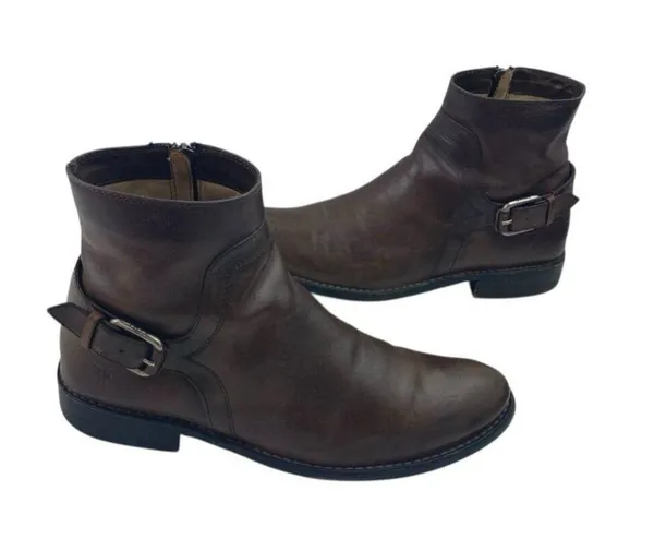 Frye Shirley Booties Women’s Size 6.5 Brown Leather Ankle Zip Distressed Cowgirl - Image 11