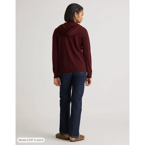 Quince Mongolian Cashmere Full Zip Hoodie Sweater Rich Burgundy Womens XS NWT - Image 4