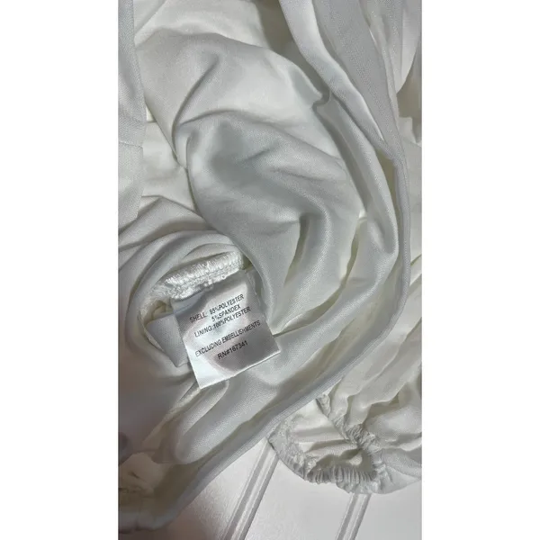 Hello Molly Long Flight Dress White Ruched Mesh Cutout Mini Long Sleeve US 4 S - Image 5