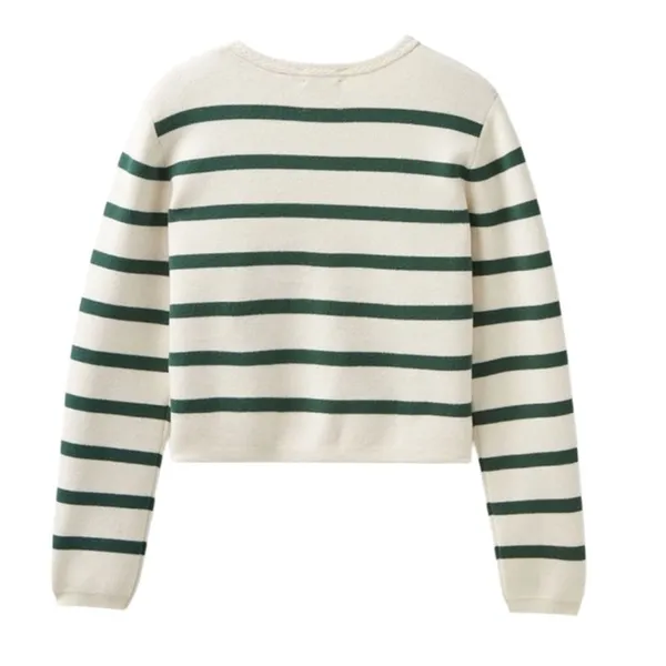 Scotch & Soda Amsterdam Ivory With Green Striped Button-Up Cardigan Size XS NWT - Image 5