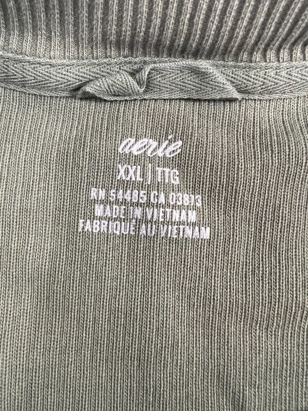 Aerie New Love Corded Cropped Crew Sweatshirt - olive green - Image 2