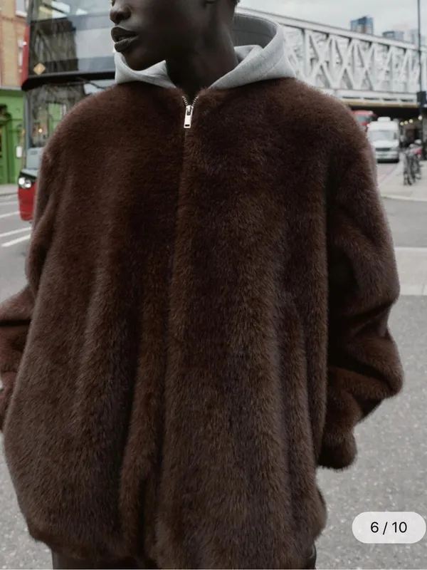 Zara fur bomber‎ jacket - Image 4