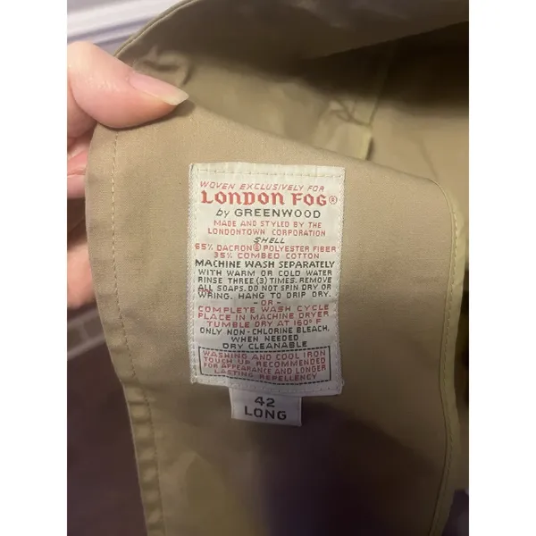 Vintage London Fog W/removable Lining. Long Coat With Furry Warm Inside 42L Tan - Image 11