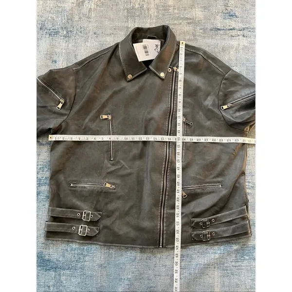 NWT! Princess Polly Curve Magnets Faux Leather Jacket Washed Charcoal Size US 14 - Image 8