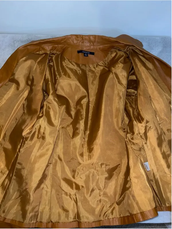 Caramel Tan Leather Jacket Size 14 blazer Coat - Image 6