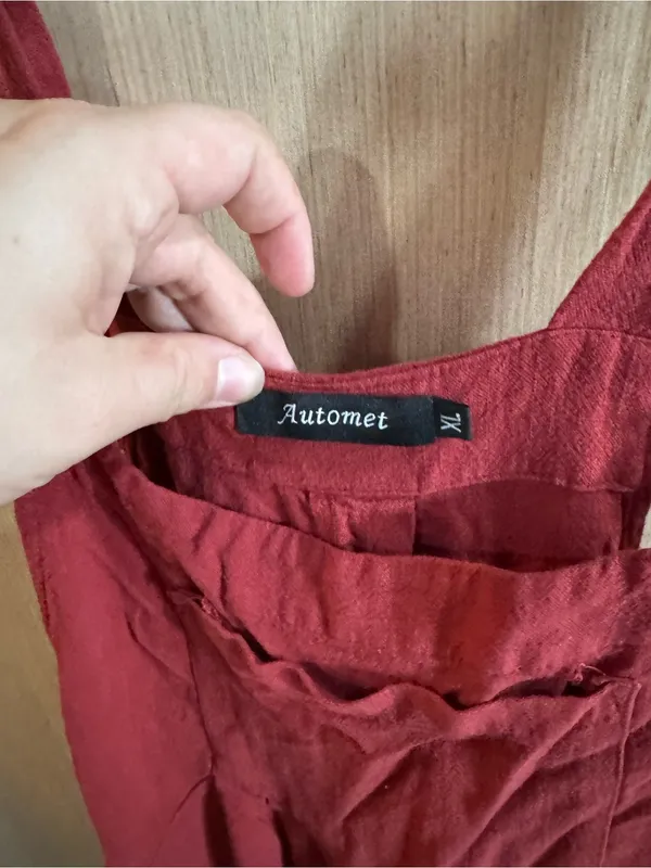 Womens Automet Deep Red Lightweight Overall Jumpsuit Size XL - Image 3