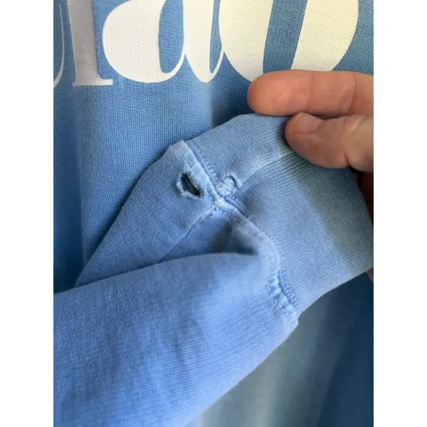 Ciao Distressed Sweatshirt | Faded Blue Beach Pullover | 100% Cotton | Small - Image 6