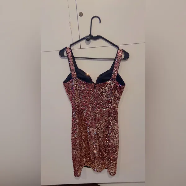 Guess Rose Gold Sequin Bodycon Mini Dress | Size 4 | Cocktail Party Night Out - Image 5