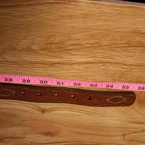 Dockers Western Embossed Leather Belt Womens Size M Brown Floral Studded Y2K - Image 8