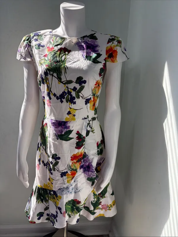 Alice + Olivia White Floral Kirby Mini Dress Size 6 - Image 6