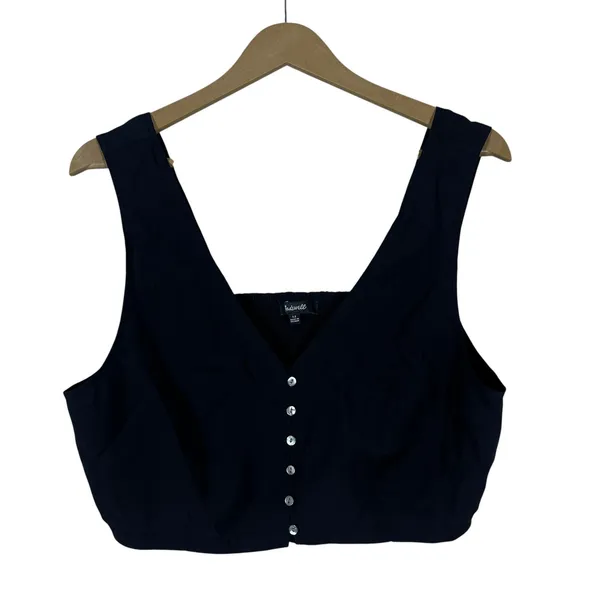 Madewell Softdrape Gwen Crop Vest Top Black Minimalist Smocked Capsule Size 12 - Image 2