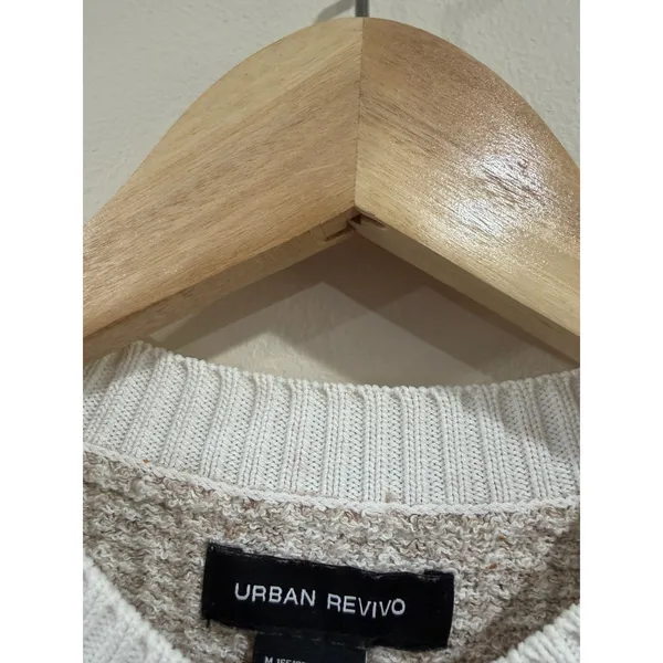 Urban Revivo Prep Short Sleeve Pearl Button Cardigan Sweater Beige White Medium - Image 8