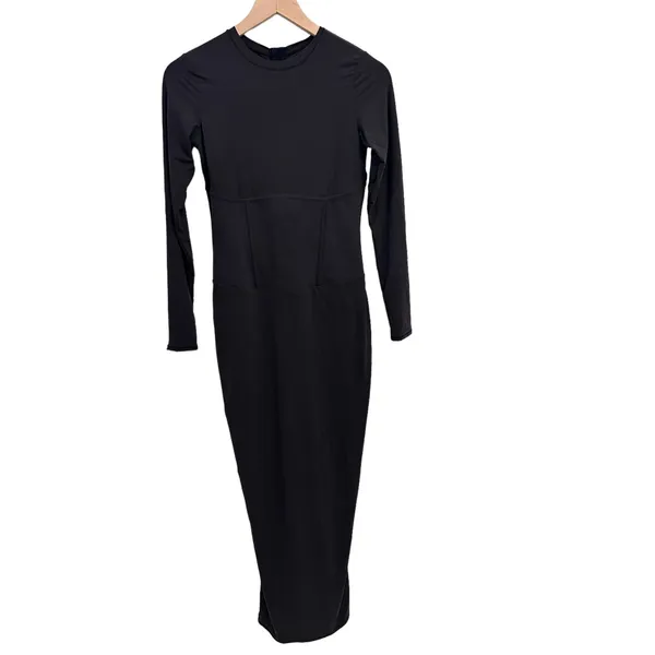 SKIMS Fits Everybody Corset Long Sleeve Dress in Onyx Large Sold Out NWT - Image 4