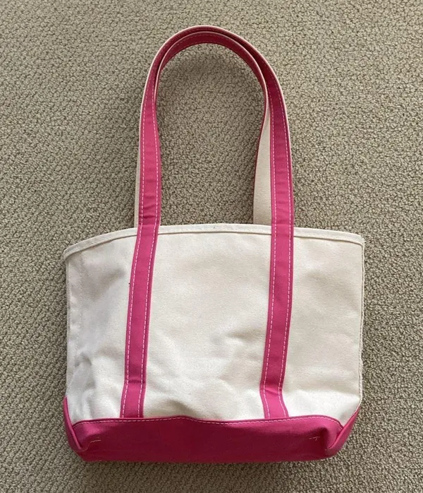 NEW L.L. Bean Boat and Tote Medium Shoulder Bag Long Handles Peony Pink NWOT - Image 4