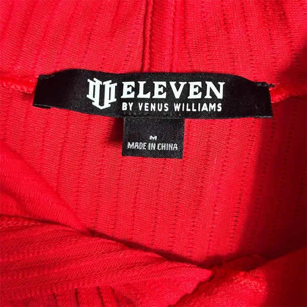NWT EleVen Venus Williams M Red Ribbed Cotton Tennis Golf Performance Hoodie Top - Image 11