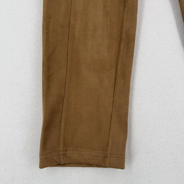 Rafaella Comfort Faux Suede Pants Women L Brown High Rise Straight Leg Stretch - Image 5