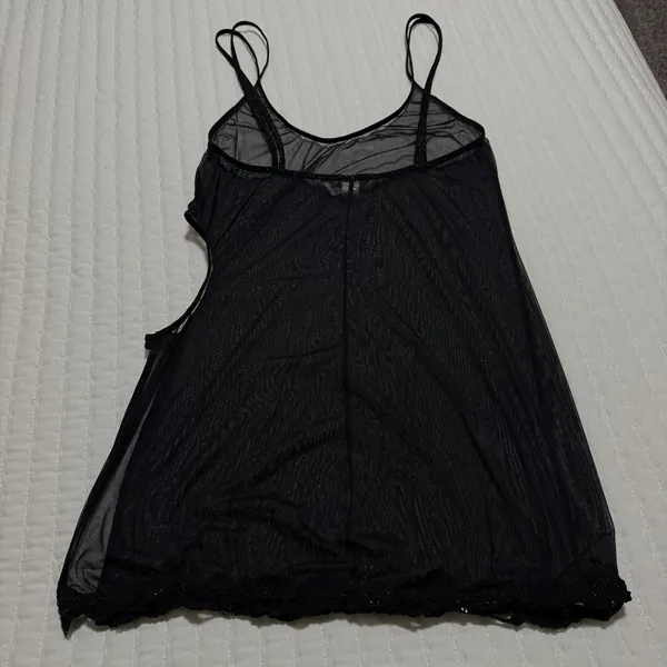 Victoria's Secret Bead Sequin Black Mesh Slip Side Cutout Sheer Lingerie Medium - Image 15