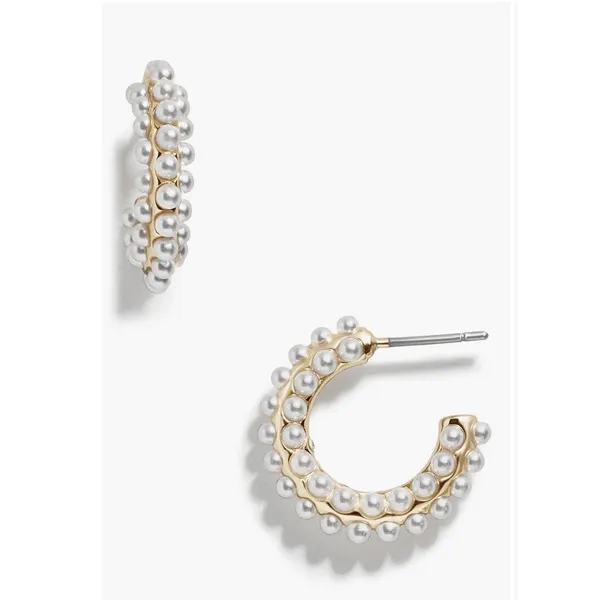 Baublebar Womens Gold Nina Imitation Pearl Hoop Earrings NWT - Image 4