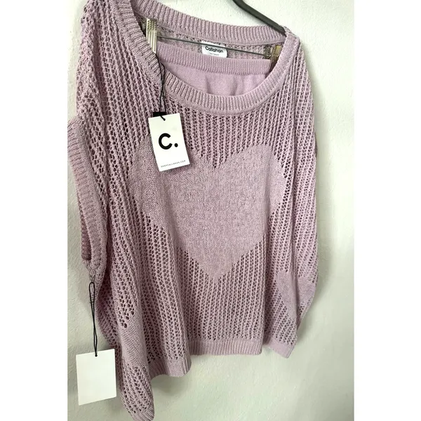 NWT Callahan Knitwear x Revolve Lilac Purple Heart Open Knit Top Brief Short Set - Image 5