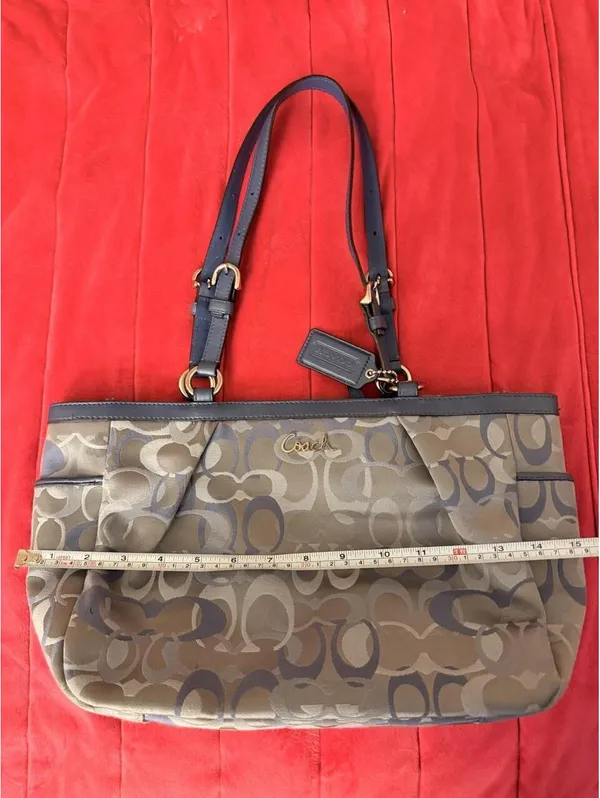 Vintage Ash Blue Coach Gallery Optic Signature Tote - Image 5