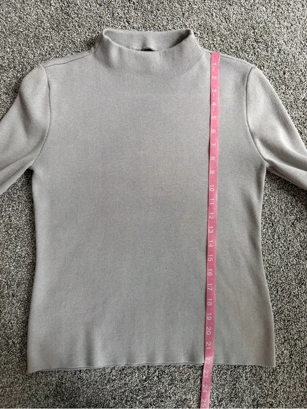 Cyrus Women’s Small Gray Mock Neck Ribbed Knit Stretch Sweater Top - Image 5