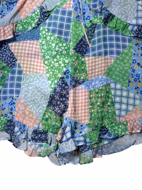 For Love & Lemons Blue Patchwork Juniper Romper Womans S - Image 4