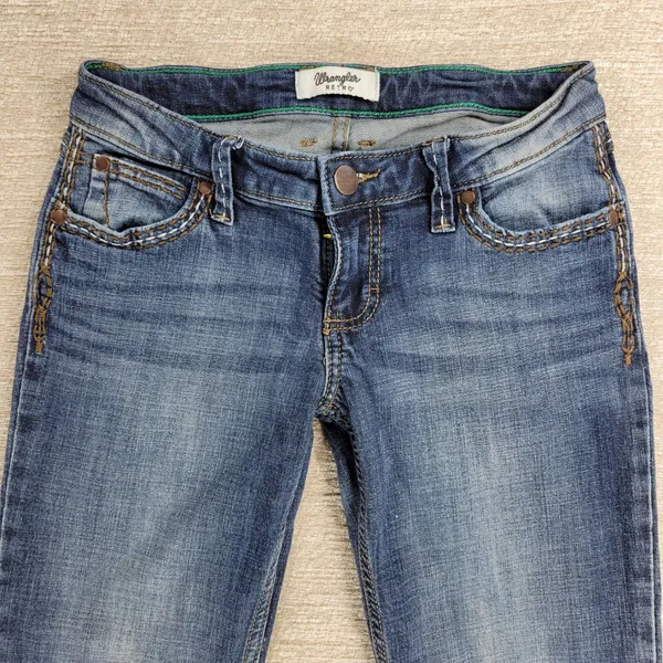 Wrangler Retro Low Rise Boot Cut Jeans Size 0/34 Tall Medium Wash Denim Western - Image 7