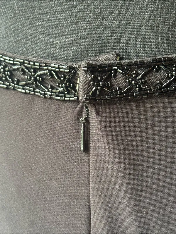 Sherri Hill Black Maxi Skirt with Beaded Waistband Sz 6 - Image 5