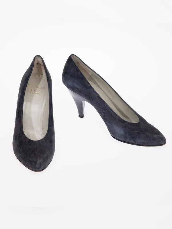 Christian Dior Souliers vintage white kitten chunk heels pink & purple bow - Image 2