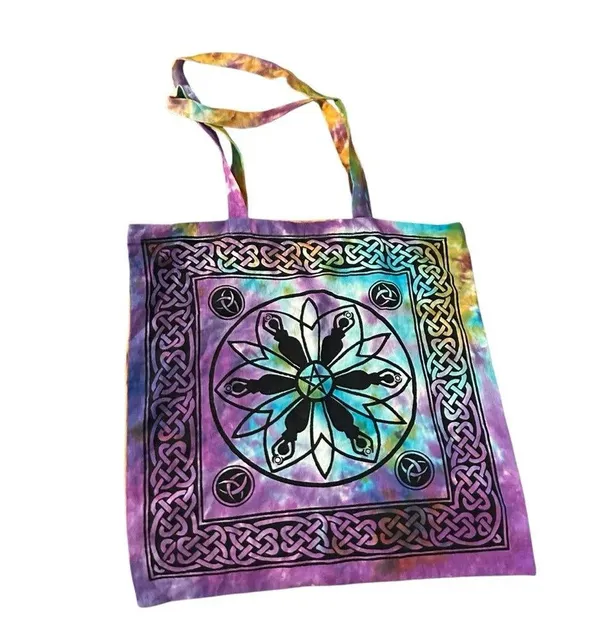 18" x 18" Goddess Pentacle Tie Dye Tote Bag - Image 2