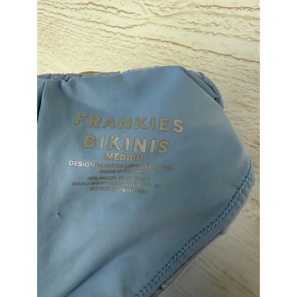 Frankies Bikinis Light Blue Quilted High‎ Cut Bikini Bottom Size Medium - Image 4