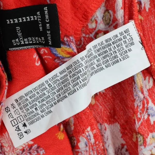 Red Floral Wide Leg Boho Y2K Cottage Pull On Straight Leg Flowy Pants Medium - Image 7