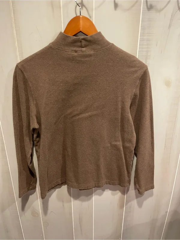 Cute 90s clssic nutmeg brown cotton stretch mock neck top normcore basics - Image 6