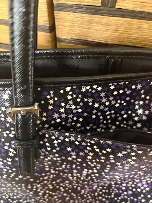 Michael Kors Purple And Black Star Print Tote Bag - Image 5