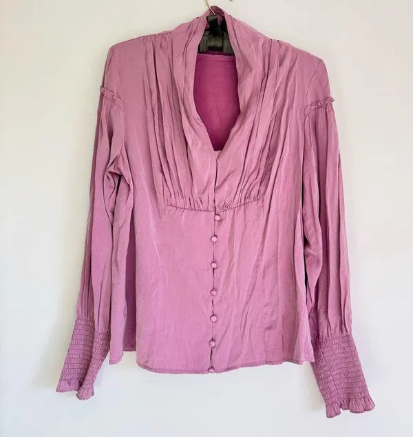 SCARLET DARKNESS Women Renaissance Retro Shirt Lantern Sleeves Top Size L Purple - Image 10