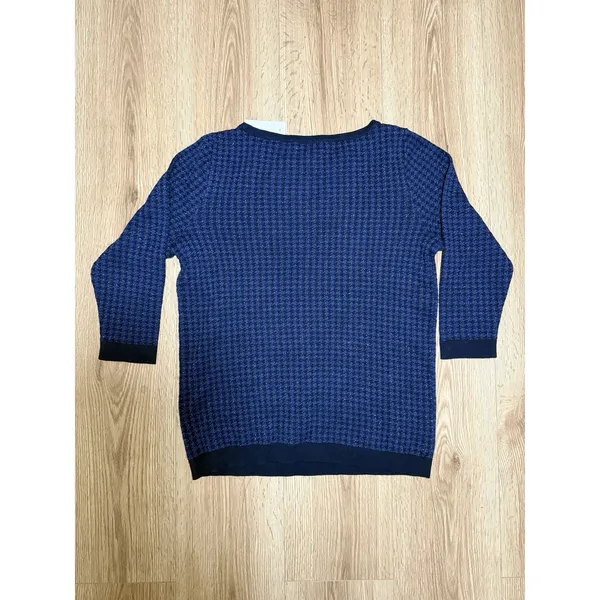 Ann Taylor Factory Women's Blue Houndstooth Shimmer‎ Sweater Top Size XL New NWT - Image 2