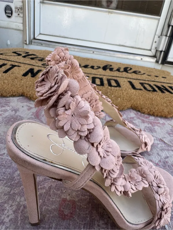 Jessica Simpson Blush Floral Appliqué Slingback Heels - Image 2