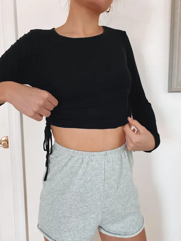 Garage Black Long Sleeve Crop Top - Image 3